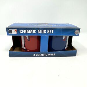 Texas Rangers Ceramic Mug Set of 2 in Box, MLB Baseball Fan, Red Blue Coffee Cup